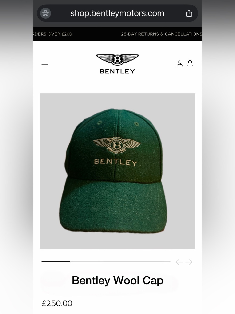 Bentley Dark Green Branded Baseball Cap